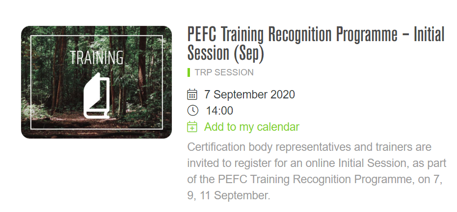 Chương trình đào tạo dành cho các Tổ chức chứng nhận của PEFC vào tháng 9